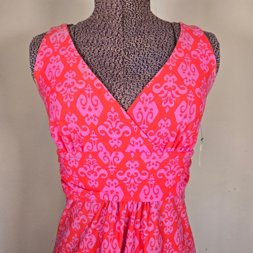 Jude Connally Womens Maxi Dress. Orange Base With Pink Medallion Design. Size XS - Picture 2 of 8